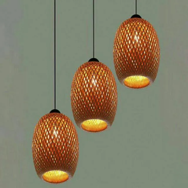 Natural double wall lampshade pendant lamp bamboo rattan lampshade for restaurant