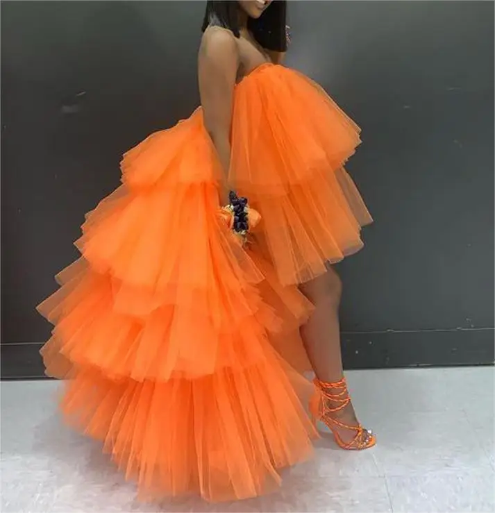 fluffy Evening Gowns Tiered Tulle Ruffles A-Line Evening Party Dress ball gown prom dress