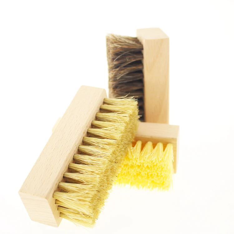 
China Yangzhou beech wooden horsehair soft ponytail for gifts sneaker shoe cleaning care shoe brush 