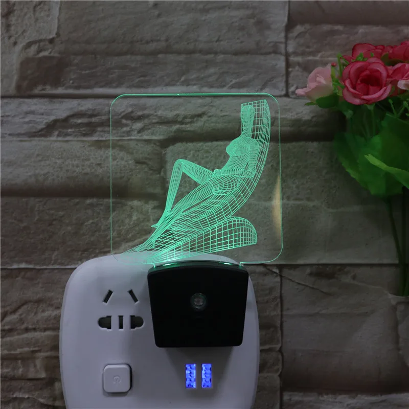 Hot Selling Nice Small Night Lamp 7 Colors Changeable Acrylic Night Lights Home Decor Light Sensor LED Wall Lamp