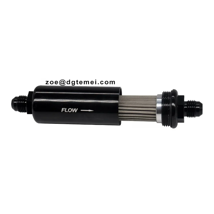 Custom Aluminum Black Anodized Stainless Steel Mesh AN6 10 Micron Billet Fuel Filter