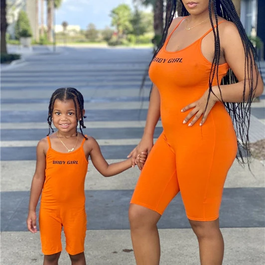Solid Color Baby Girl Mommy And Daughter Matching Sets Family Matching Outfits Mommy And Me Clothing Summer Outfits