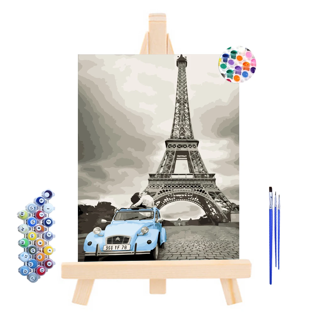 
Modern Wall Art Canvas Paris Eiffel Tower Retro Architecture Painting Picture Prints Building Landscape Artwork for Home Office 