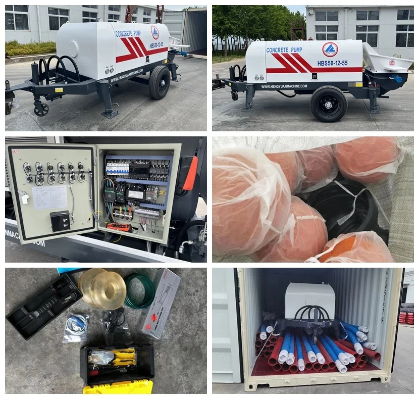 electric motor drive HBS40 concrete pump 40m3/h high cost effective pump machine with Kawassaki hydraulic pump and 100m pipes