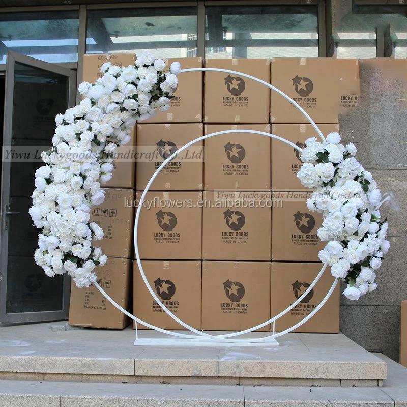 
LFB1603-14 round gold iron arch backdrop for wedding stage decorations 