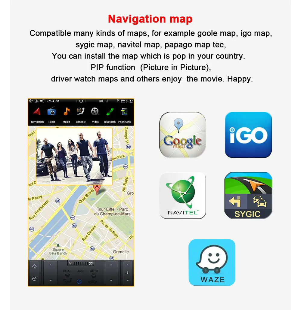 13.3 Inch Car Android GPS Navigation WIFI For Toyota Land Cruiser 2016