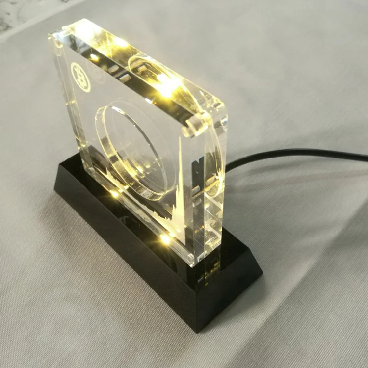 Customized Led Acrylic Coin Display Box  Magnetic Acrylic Coin Medal Display Stand