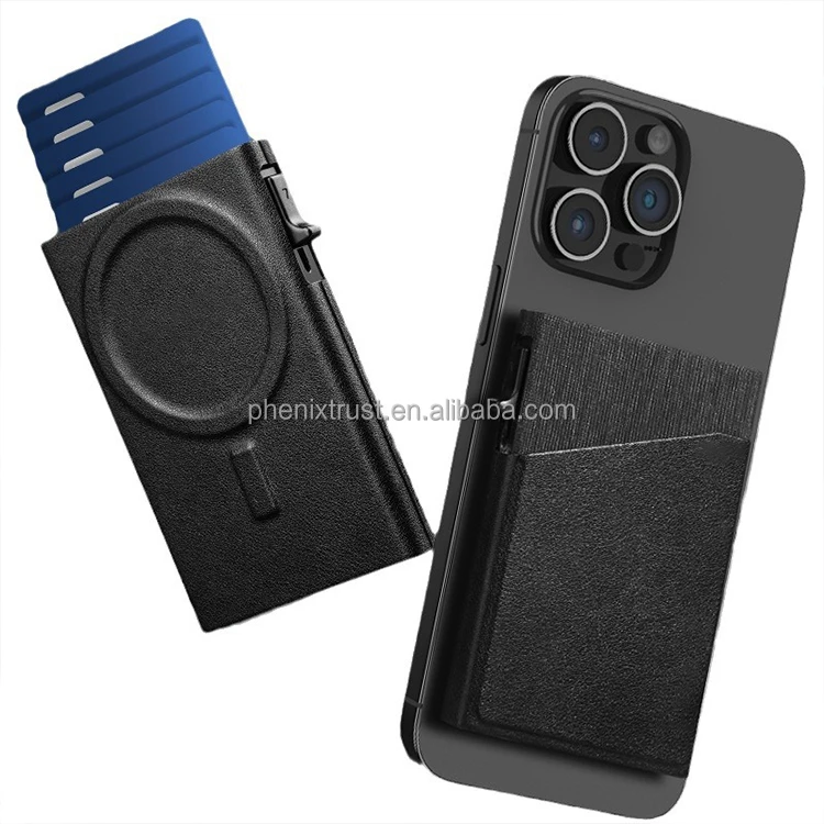 Hotsale Magsafe Pu leather Rfid blocking Pop up card holder can attach IP phone directly