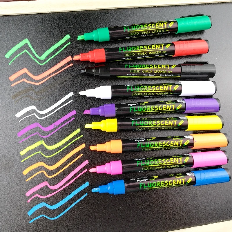 Reversible Tip Easy Wipe Off Electronic Fluorescent Marker Pen/Liquid Chalk on LED board glass
