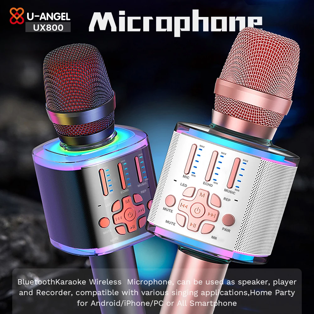 
Best Selling Family KTV Mic Portable Gold Wireless Professional Karaoke Microphone Mini USB Handheld Bluetooth Karaoke 