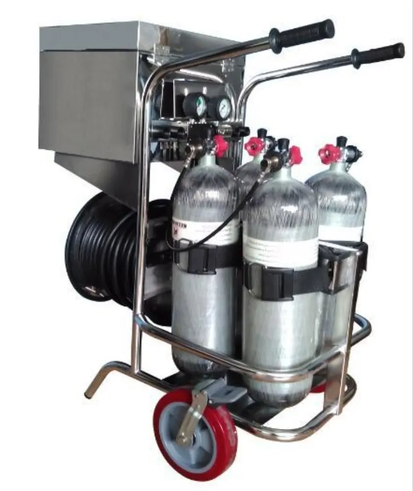 Air Breathing Apparatus Cart SCBA Emergency Rescue Long Tube Trolley For FireFighting Equipment