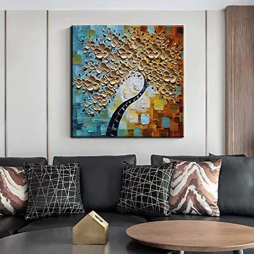 Impressionist Blossoming Almond Tree Flower Home Decor Hand Painted Canvas Oil Painting Wall Art Decoration Knife Oil Painting