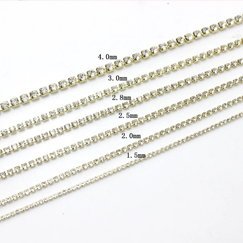 Wholesale Rhinestone Brass Cup Chain For Jewelry Garment Decoration Accessories Gold Ab Crystal Glass Rhinestone Trimming