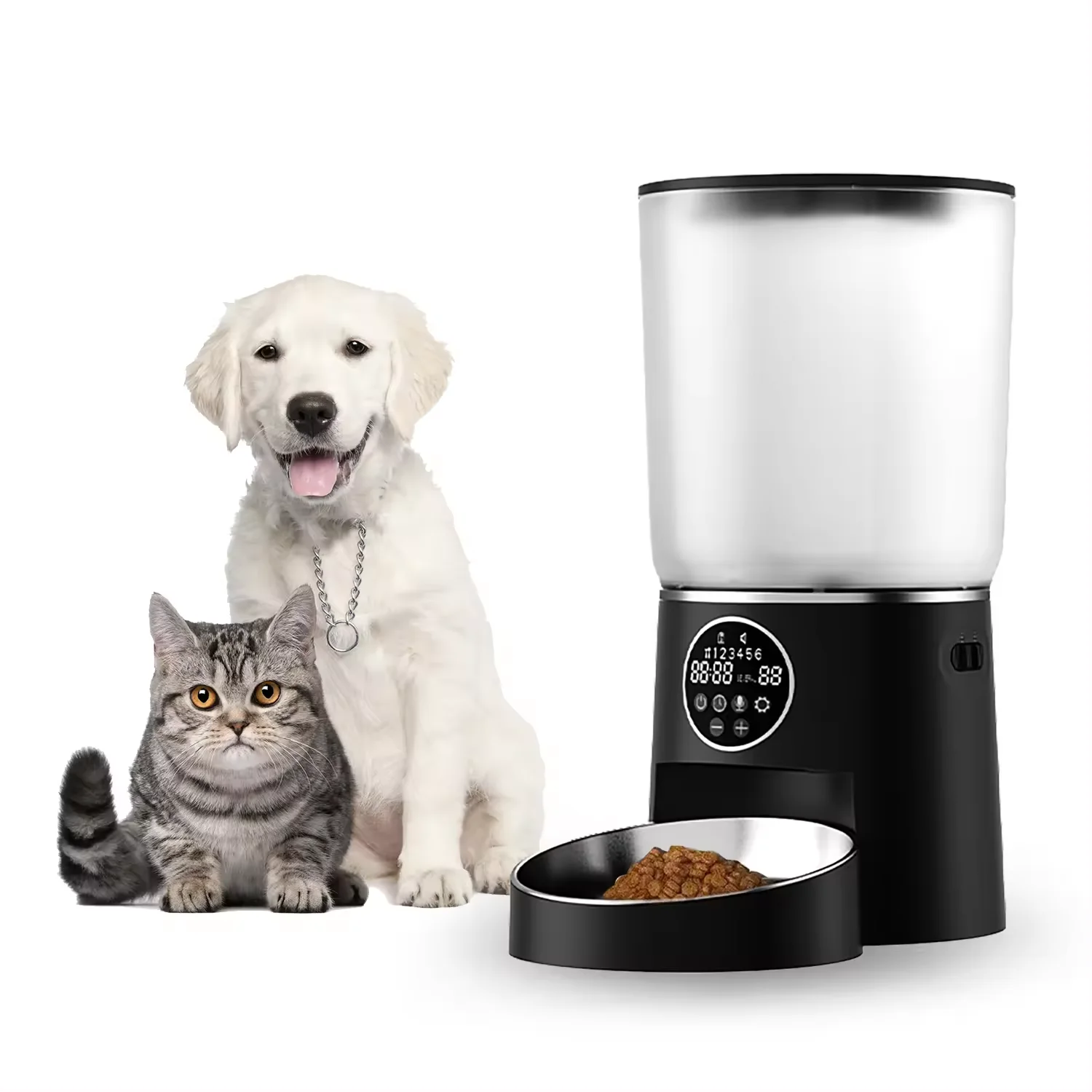 Intelligent smart luxury style dog cat food bowl custom logo automatic pet feeder with timer