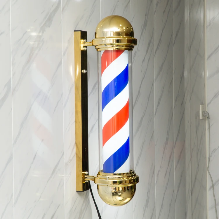 Black and white barber pole for salon shop Hair barber equipment Durable Led salon pole for sale