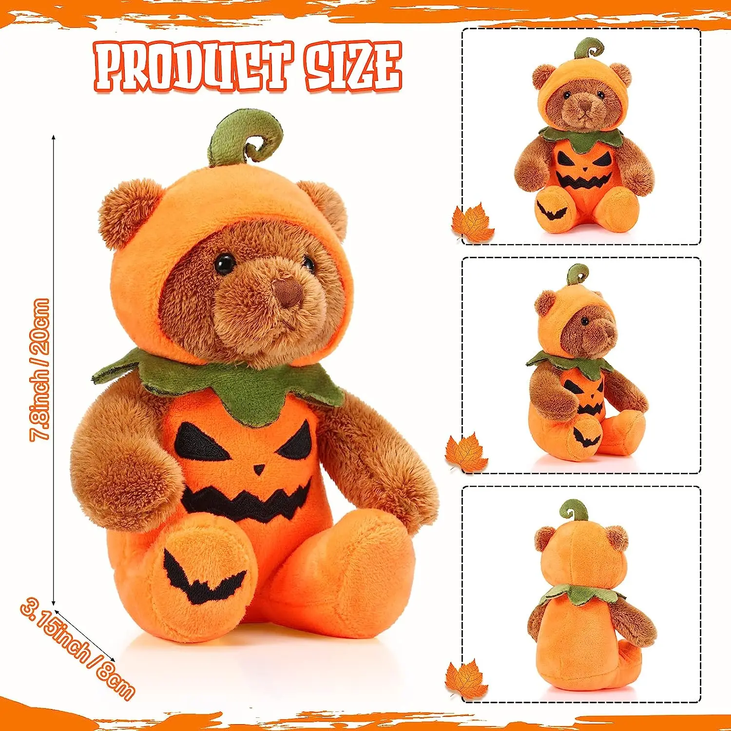 2 Pieces Halloween Bear Stuffed Animals Soft Plush Bear Toys in Halloween Theme Costume Cute Bear Plush Set for Boys Girls
