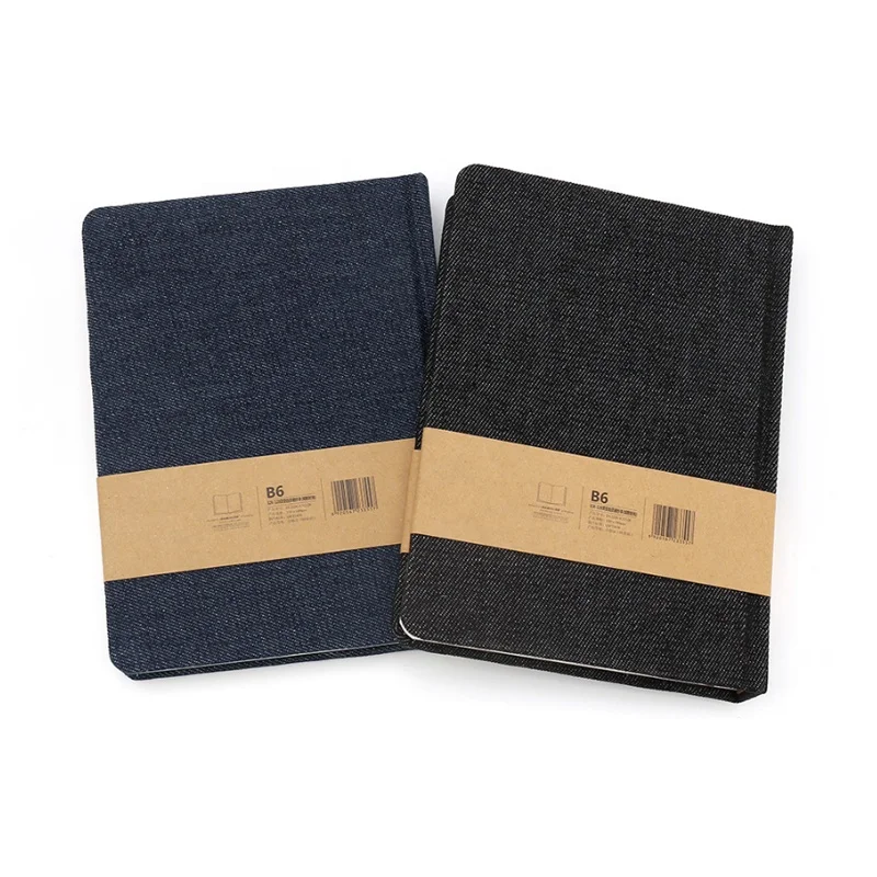 Dark blue & Black Cowboy B6 80g white paper fabric hard cover sketch journal with blank pages