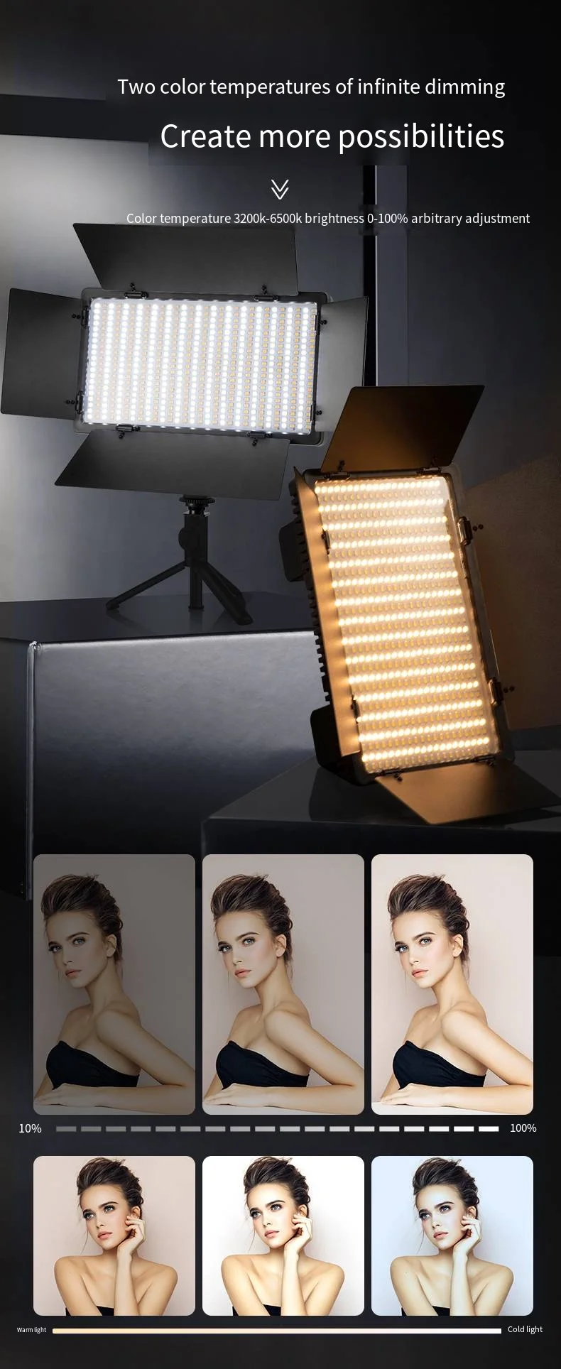 U800 U600 LED Photo Studio Light Adjustable Photography Light 3200k~5600K LED Panel Light For Studio Photography YouTube Video