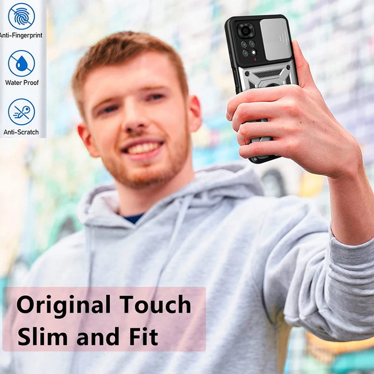 Rubber hard hybrid rugged stents mobile phone case for Redmi note 11 pro back cover for Redmi note 10 11 camera protect case