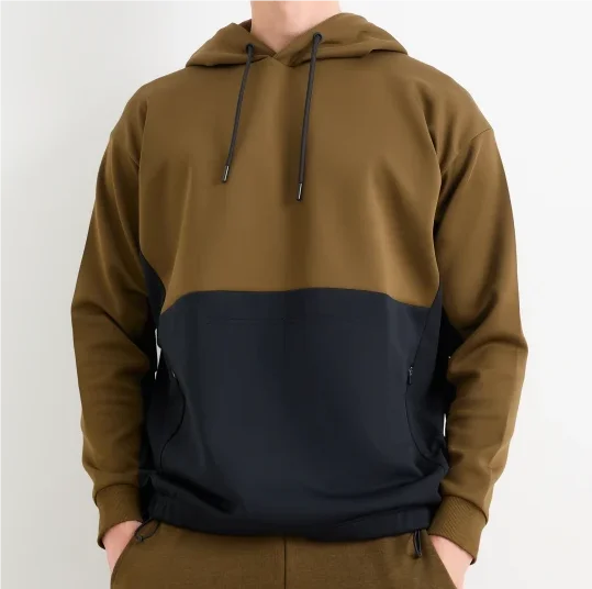 High quality boxy color block technical hoodies sport fitness super oversized hoodie no hem custom private label