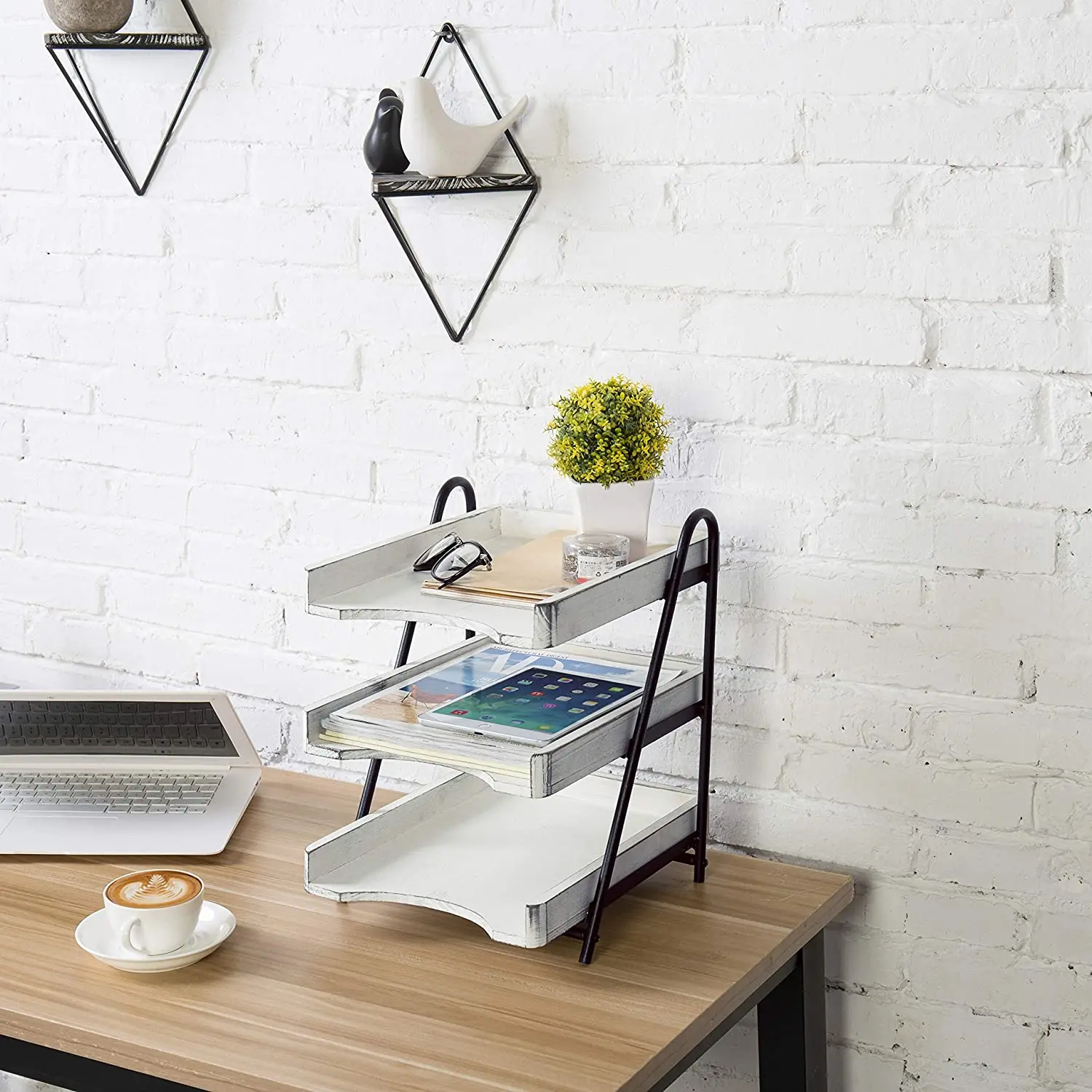 3-Tier Office File Folder Desk Organizer Rack Table Accessories Makeup Fixed Storage Shelves & Units Organizer