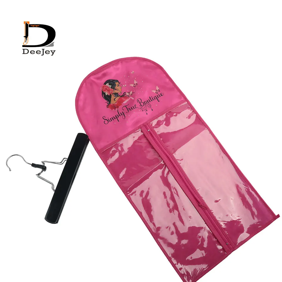 Custom Logo Printing Non-woven Wig Hair Extensions storage Bag Protection PVC Wig Dust Cover  Hanger