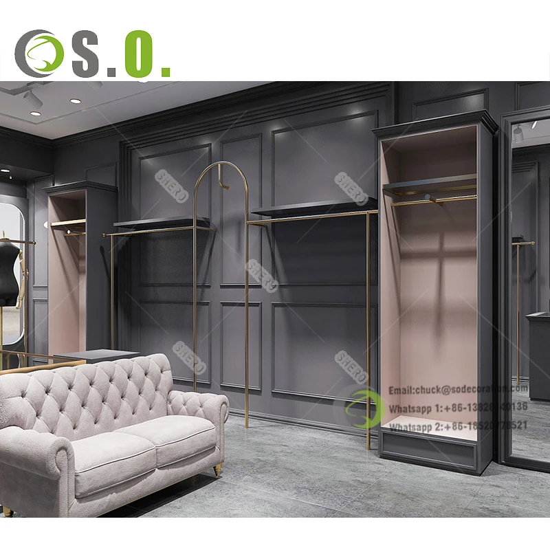 Women Clothes Boutique Furniture Retail Store Clothing Showcase And Shelves Shop Wall Showcase For Clothes Store