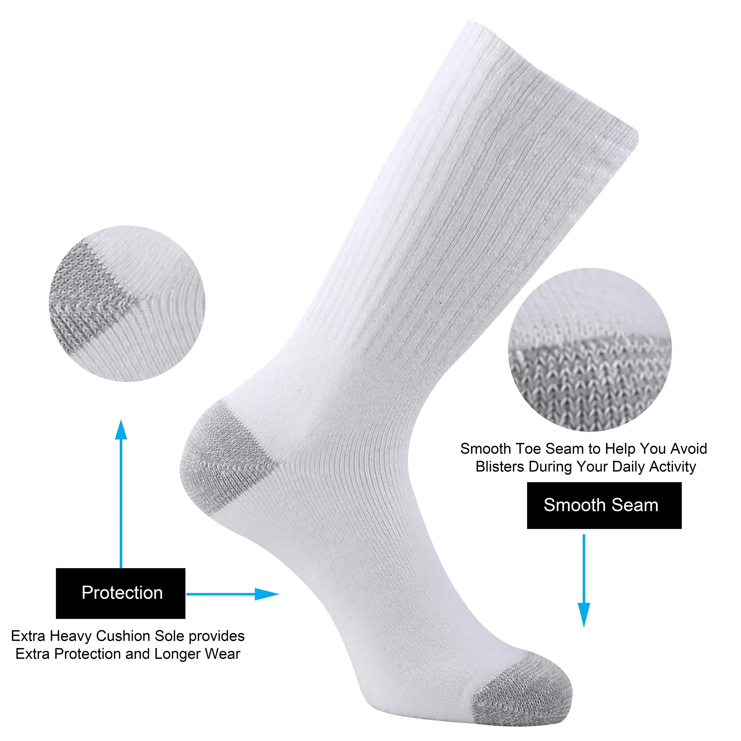 no minimum unisex crew OEM design your own Embroidery socks custom logo cotton white socks