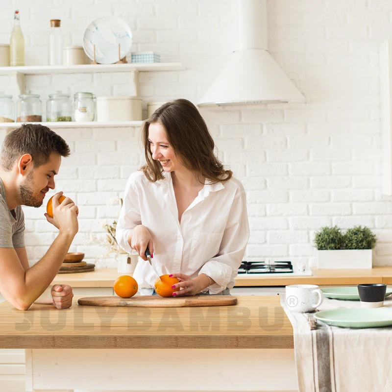 Plywood Solid 38mm 40mm Bamboo Kitchen Countertops Eco-friendly Bamboo Modern Hotel Round Granite Table Top Solid Surface CN