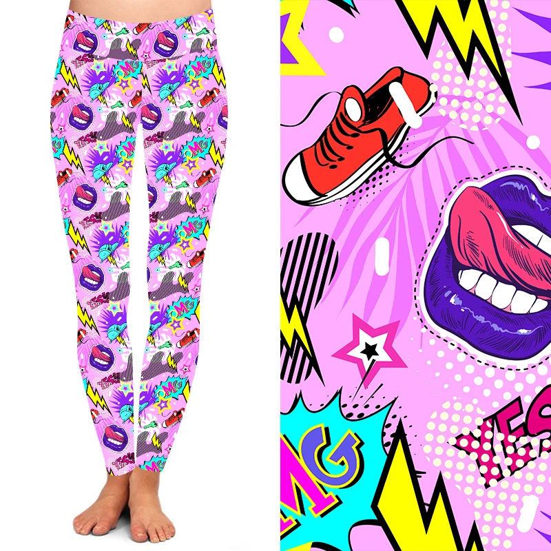 Hip hop funky print Women High yoga waist buttery soft 92% polyester 8% spandex leggings for women
