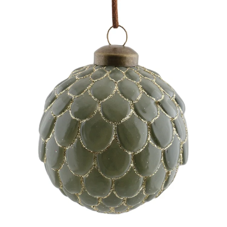 new arrivals special exquisite green white Christmas glass ball retro ornament for Christmas tree pendant decoration