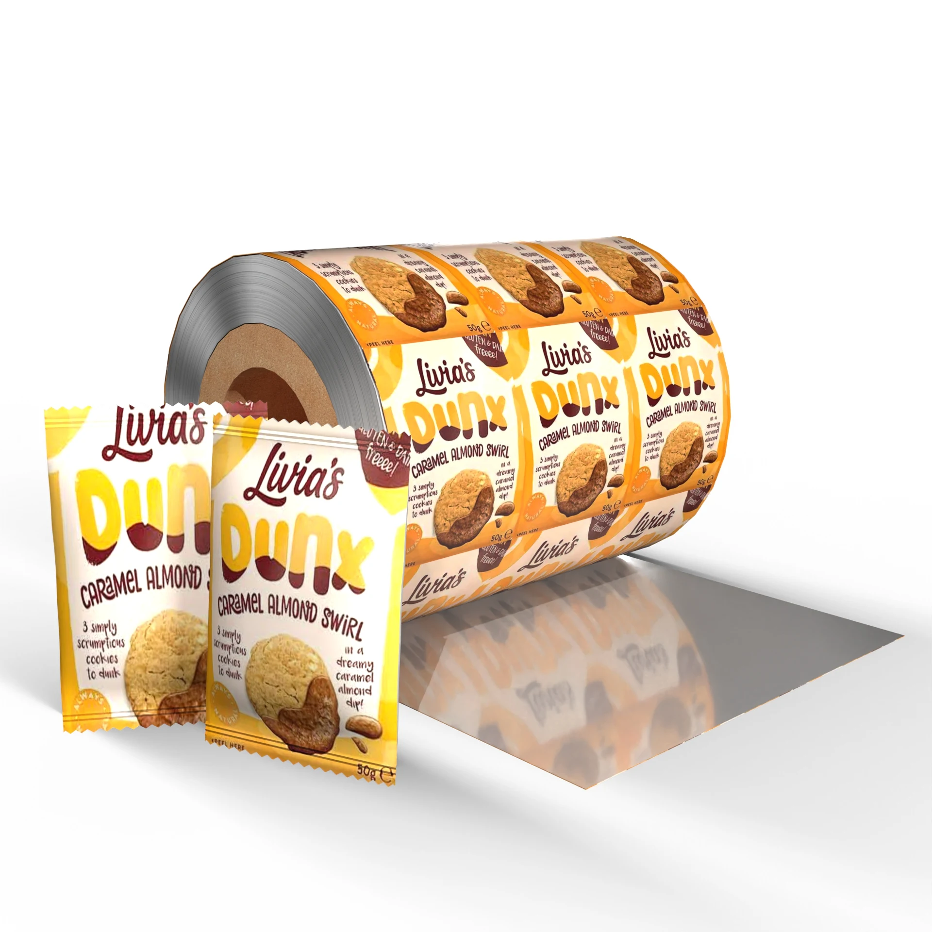 Food Grade Flexible Packaging Film Rolls Custom Printed Moisture Resistant Packaging Rolls Plastic Laminating Film