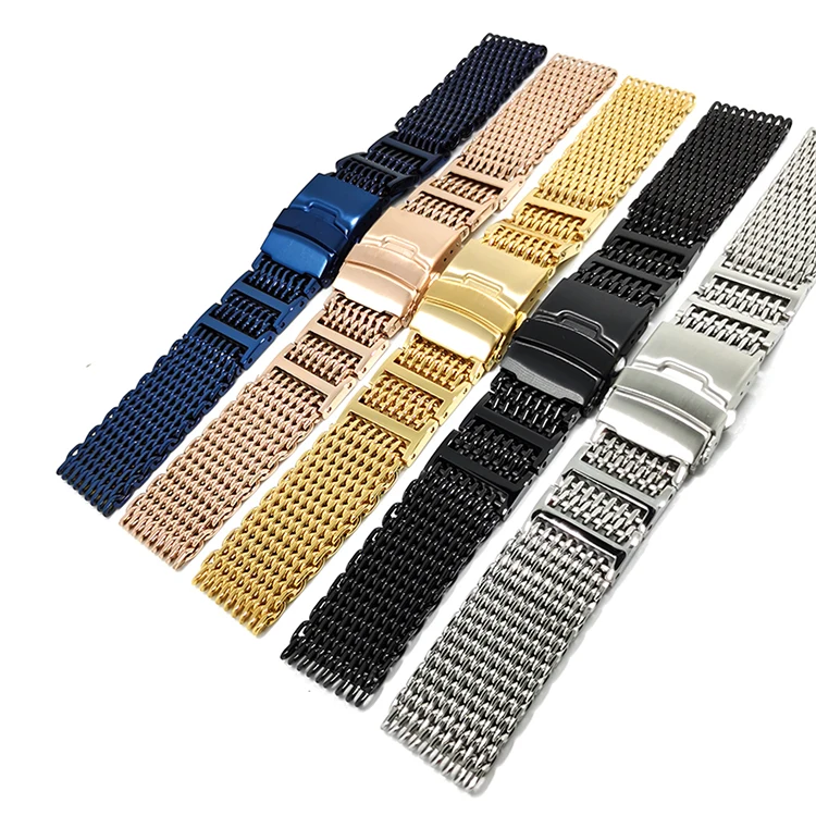 shark mesh changeable 20 22mm 24mm metal fashion luxury  metal chain silver steel stainless watch band bracelet