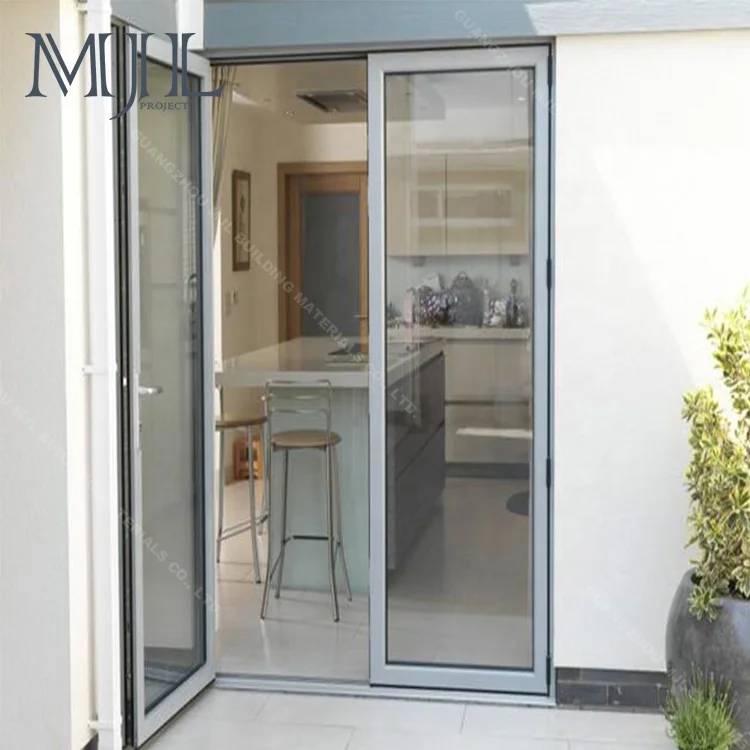 Professional Powder Coated Tempered Glass Aluminum Double Swing Tempered Glass Door