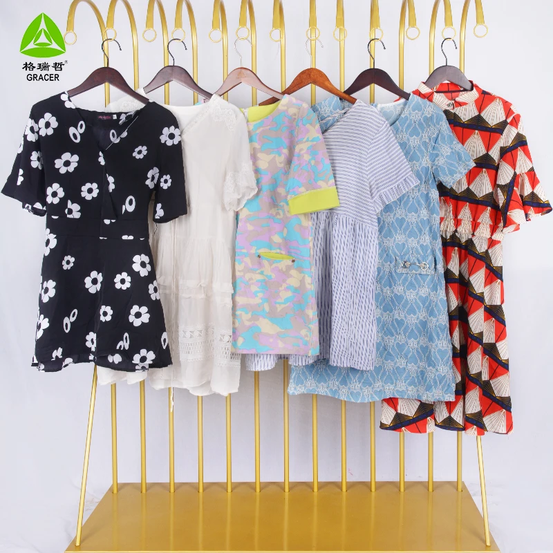 Second Hand Ladies Cotton Dress Short Mixed Used Clothing Premium Vintage Used Clothes Korea