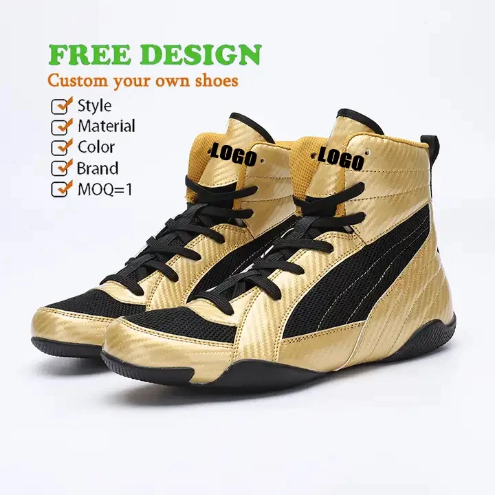 Wholesale Boxing Shoe Professional Customization Training Boxing Boots High Quality OEM Make Custom Combat Wrestling Sambo Shoes