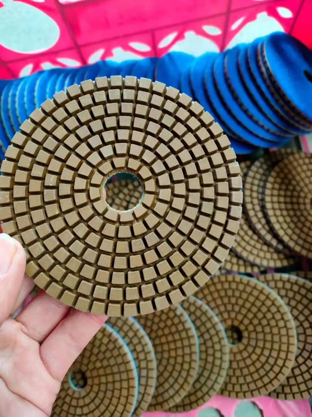 2.5mm 4 Inch Copper Abrasive Diamond Marble Polisher Quartz Polishing Pads For Stone Granite Gemstone Grinding