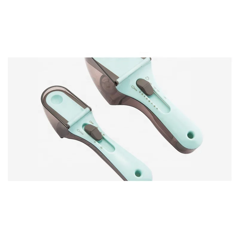 Multi-US Markings Magnetic Plastic Spoon Adjustable Measuring Cups and Spoons Set Measurements for Solid/Powder/Liquid