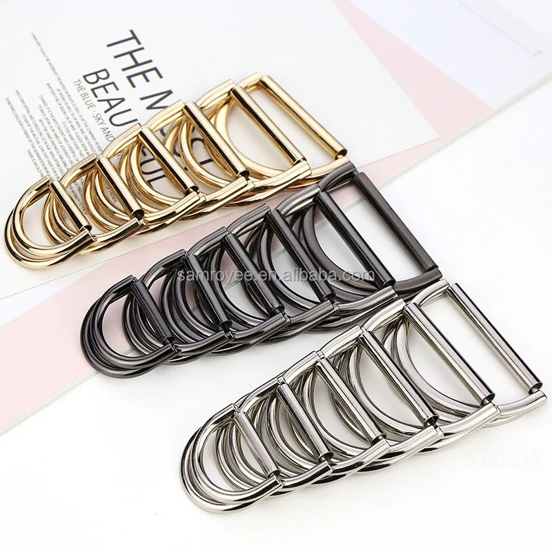 Adjustable D-Ring Buckle for Bag Strap Belt Accessories Alloy D-shaped Buckles Double Ring Coat Clothing Button
