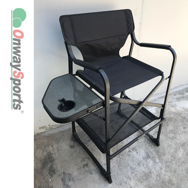 Onwaysports tall aluminium barber director chair portable makeup artist chair with side table
