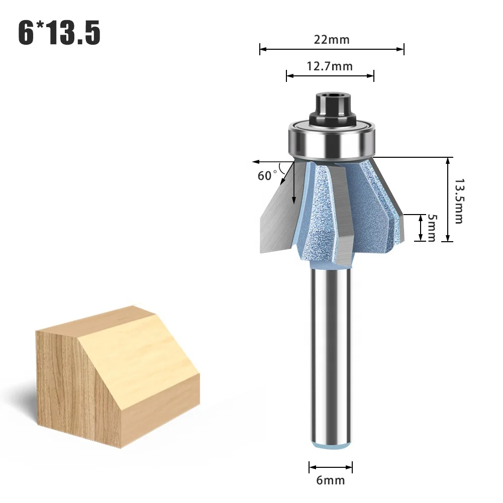 Chamfer Cut Tungsten steel Wood Router Bits Bevel Edge Forming 60 Degree with 4 flutes