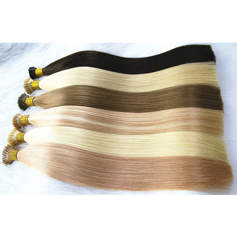 Top quality can be sued over than 3 years unprocessed wholesale cuticle aligned 1g 2g Keratin I tip human hair extension