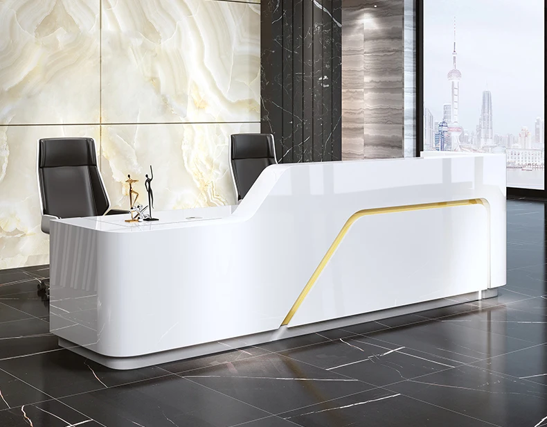 Office front desk counter reception table white l shaped front reception desk modern