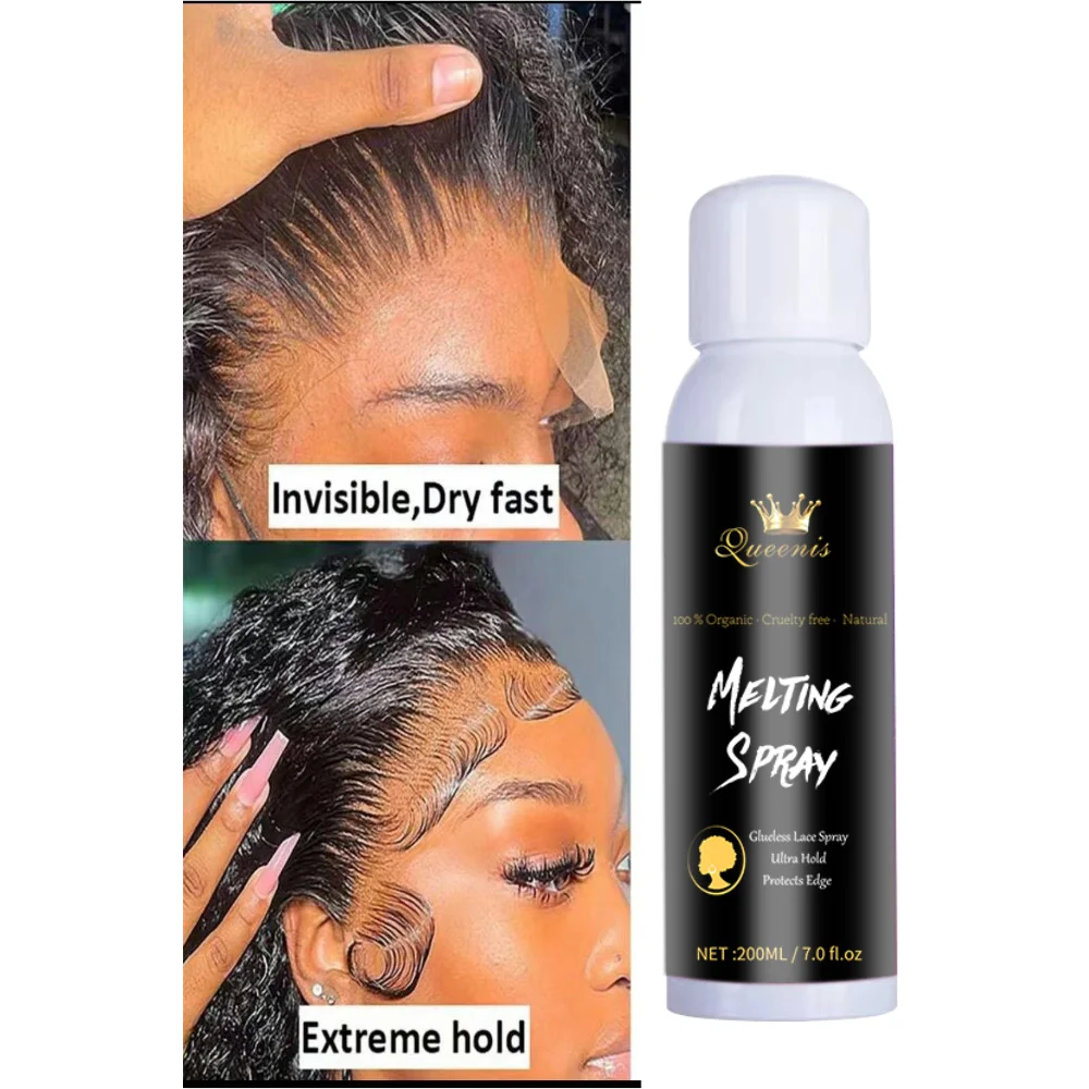 Super Hold Melting Spray for wig Strong Hold Quick Dry Lace Melting Spray Glueless Transparent