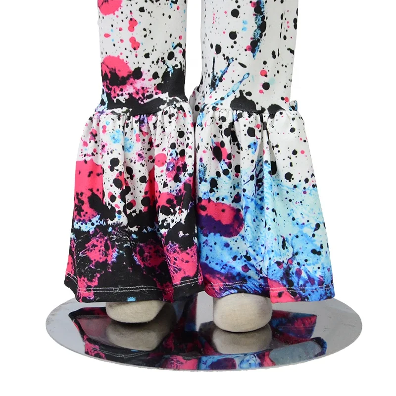 
Spring Kids splater Flare Pants Girls Wide Legging Pants For Girls Trousers boutique Baby Kids Bell Bottoms 