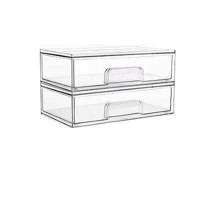 Прозрачные штабелируемые ящики для хранения органайзеры из акрилового пластика косметики и косметических принадлежностей 2 упаковки