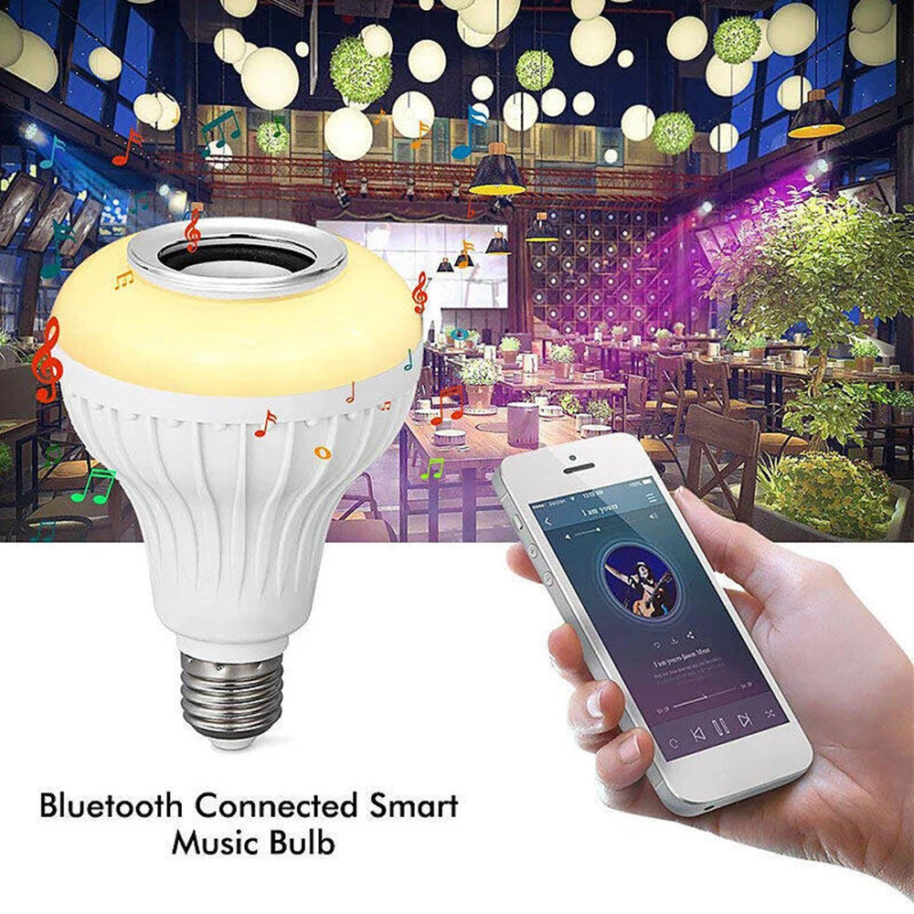 Смарт-пульт дистанционного управления беспроводной Bluetooth динамик перезаряжаемый портативный RGBW для вечеринки музыкальные лампочки 12 Вт Lamparas de bombilla