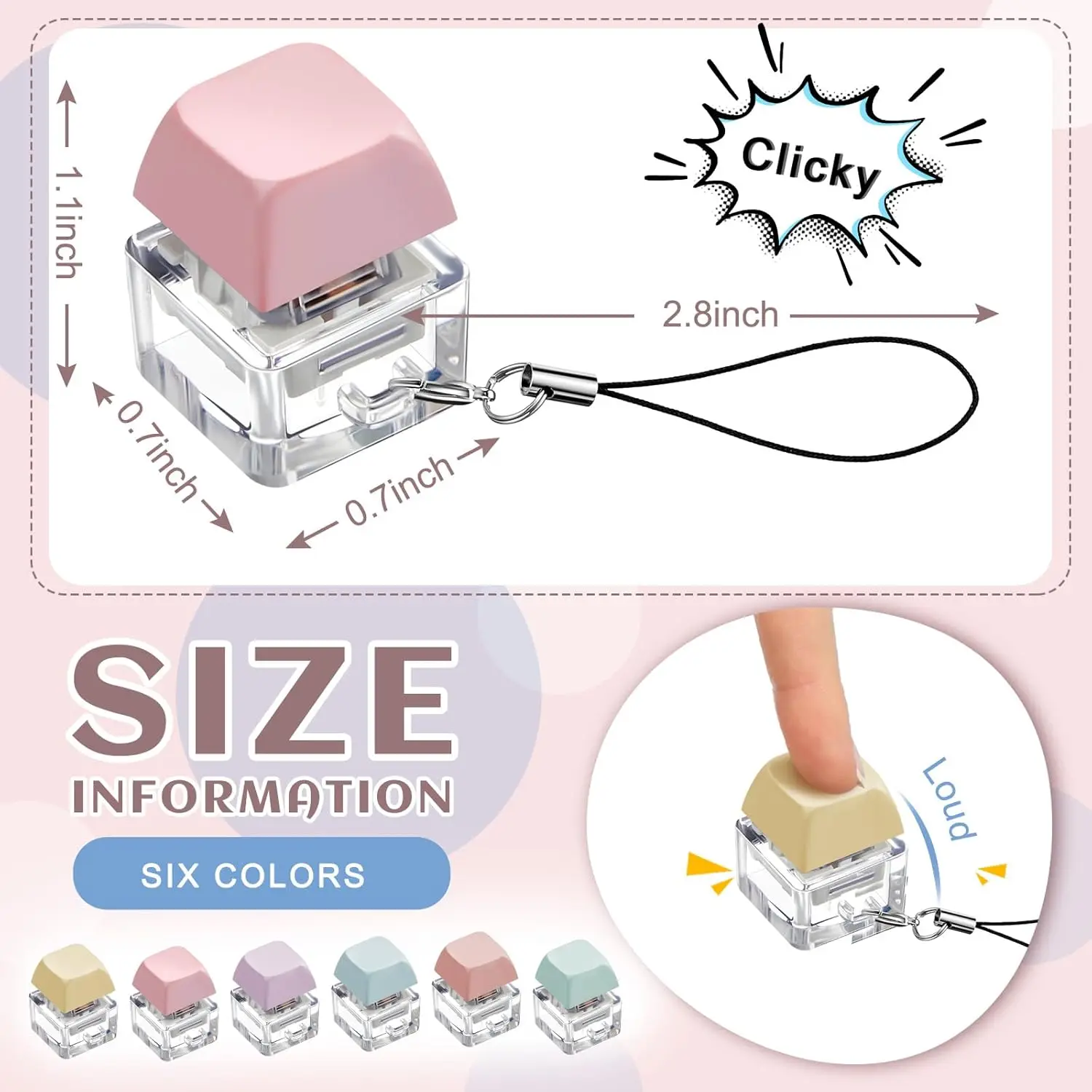 Keyboard Fidget Toy Fidget Clicker Keyboard Fidget Keychain Keyboard Decompression Toys Button Stress Relief Gifts