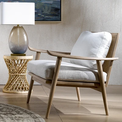 
2020 Hot sell Modern style Solid wood teak wood single armchair with cushion Velvet home furniture or outdoor armchair 