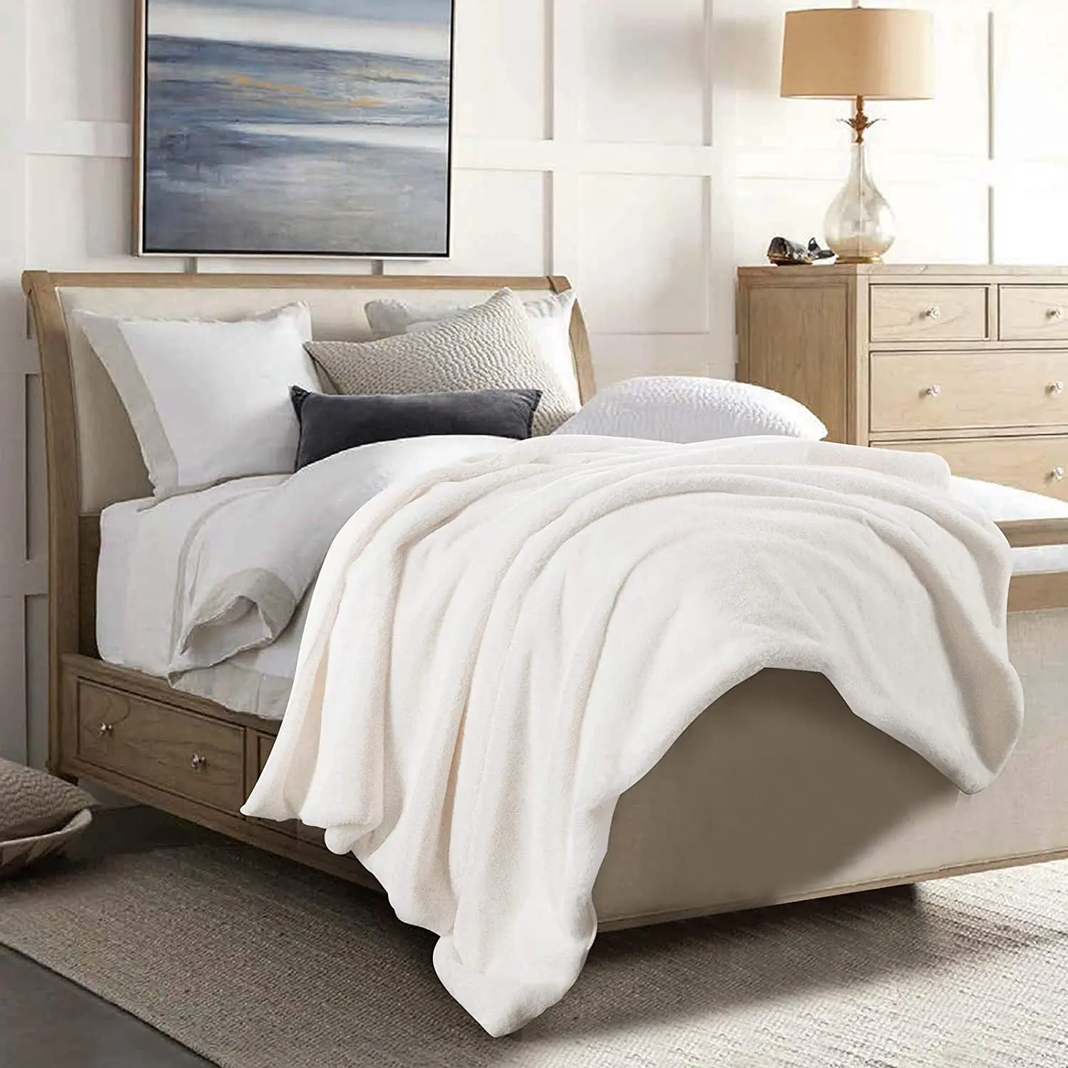 Large Warm Cozy High Quality Luxury Custom Elegant 100% polyester Faux Rabbit Fur Blanket